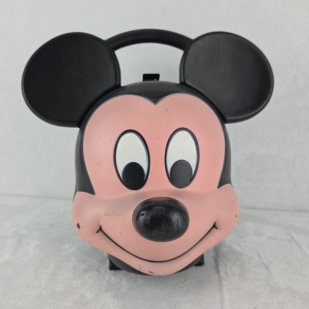 Vintage Aladdin Mickey Mouse Plastic Lunch Box Carry Case With Handle No Thermos